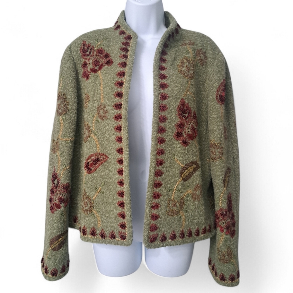 Carlisle Open Front Jacket Alpaca/Wool Green Size 12
